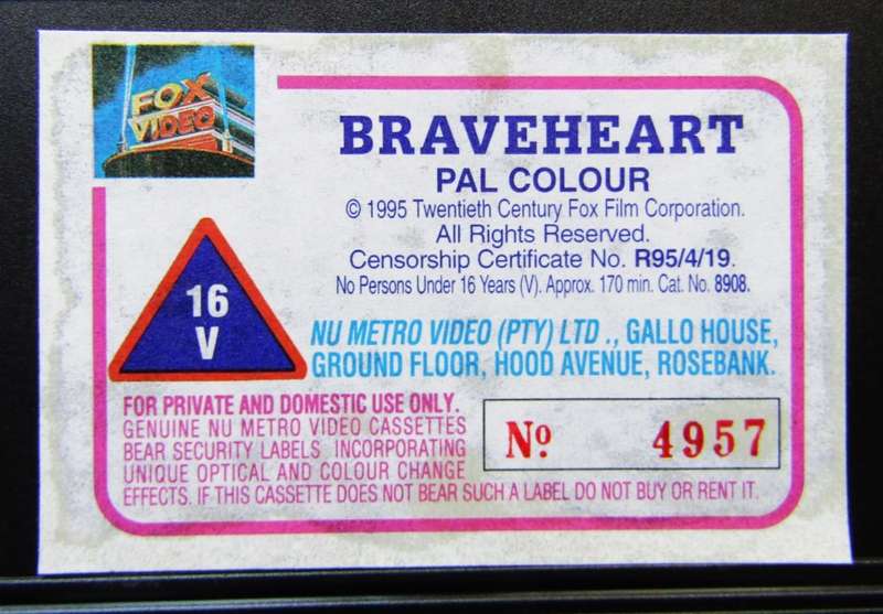 Braveheart - Mel Gibson - Movie VHS Tape (1995)
