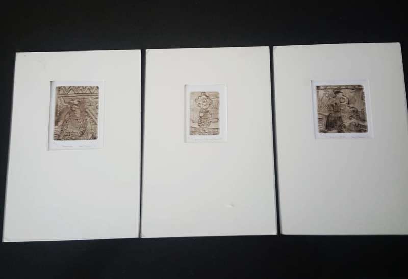 3 Etchings by SA Artist Sabela Judus Mahlangu