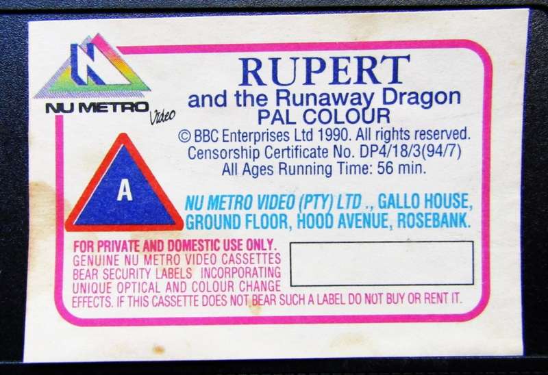 Rupert and the Runaway Dragon - VHS Video Tape (1994)