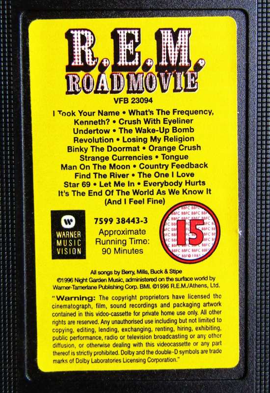 R.E.M. Road Movie - VHS Video Tape (1996)