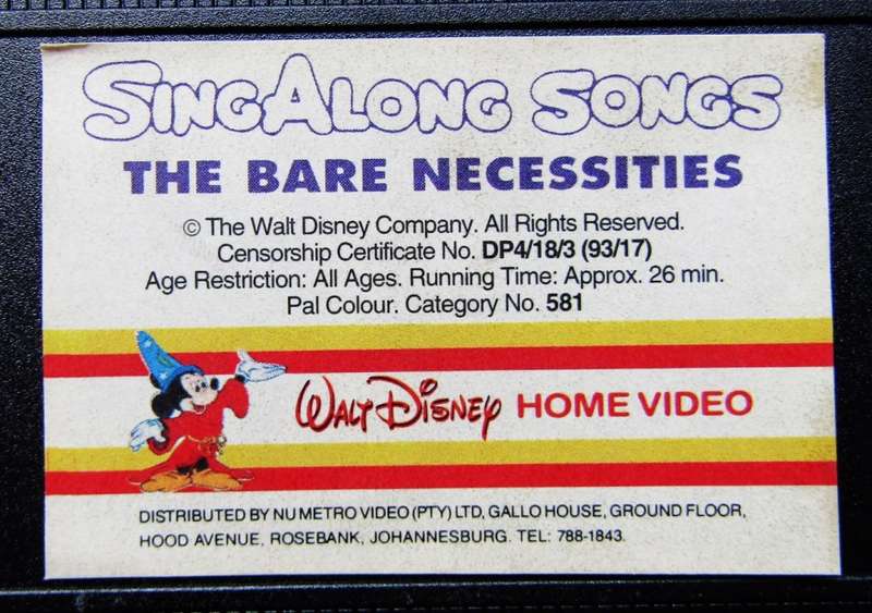 SingAlong Songs - The Bare Necessities - Disney VHS Tape (1993)