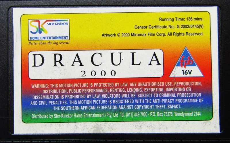 Dracula 2000 - Gerard Butler - Movie VHS Tape