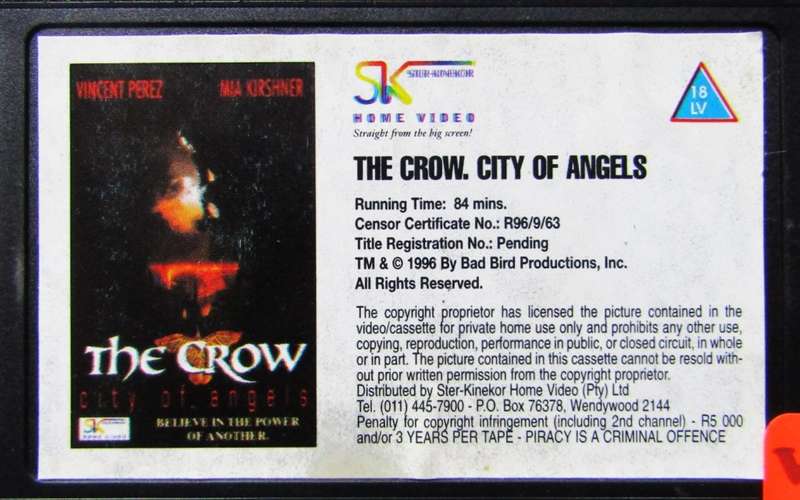 The Crow: City of Angels - Movie VHS Tape (1996)