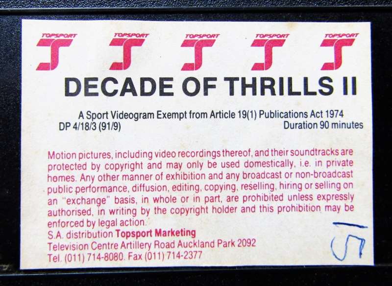 Decade of Thrills 2 - Drag Racing VHS Video Tape (1991)