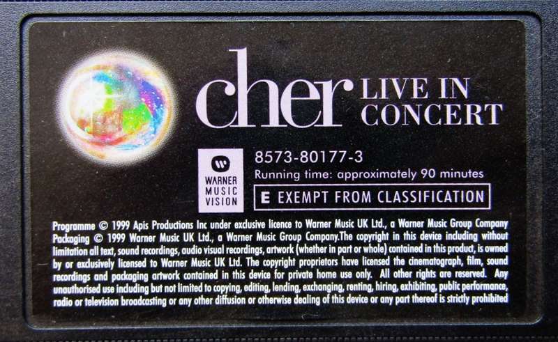 Cher - Live in Concert - VHS Video Tape (1999)