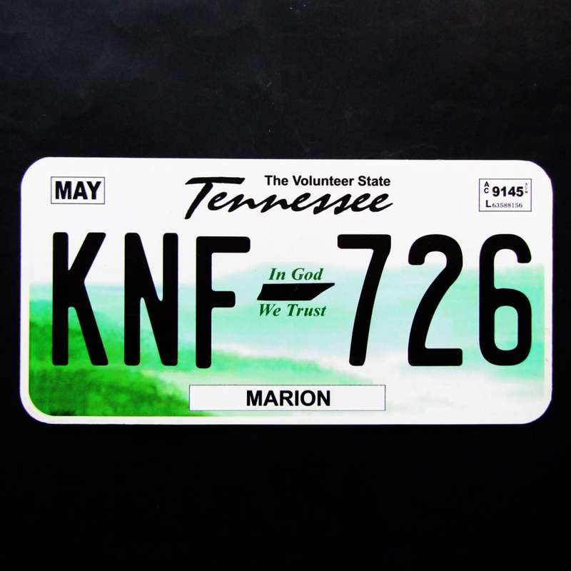 USA Tennessee State Car Number Plate