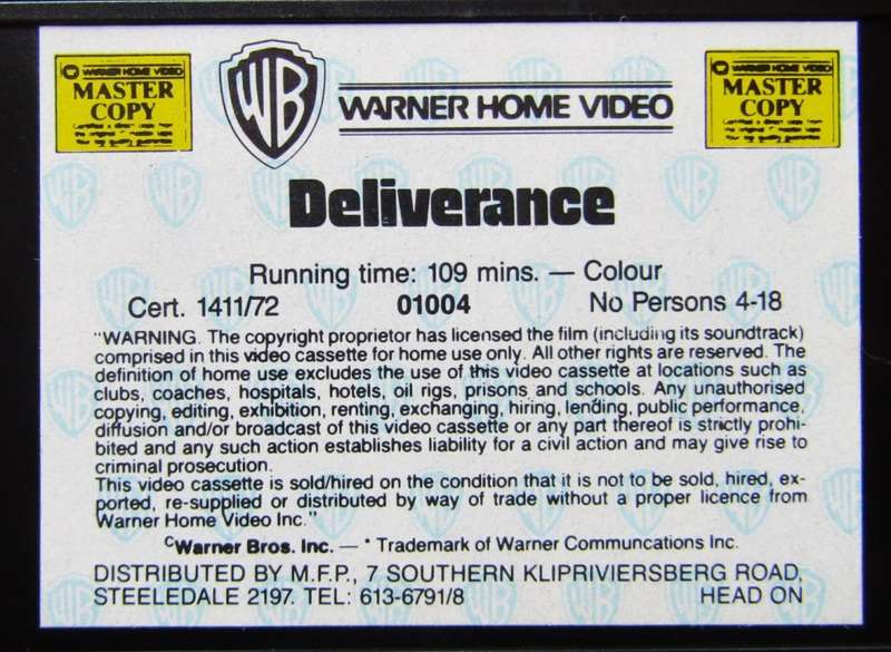 Deliverance - Jon Voight - Movie VHS Tape (1972)