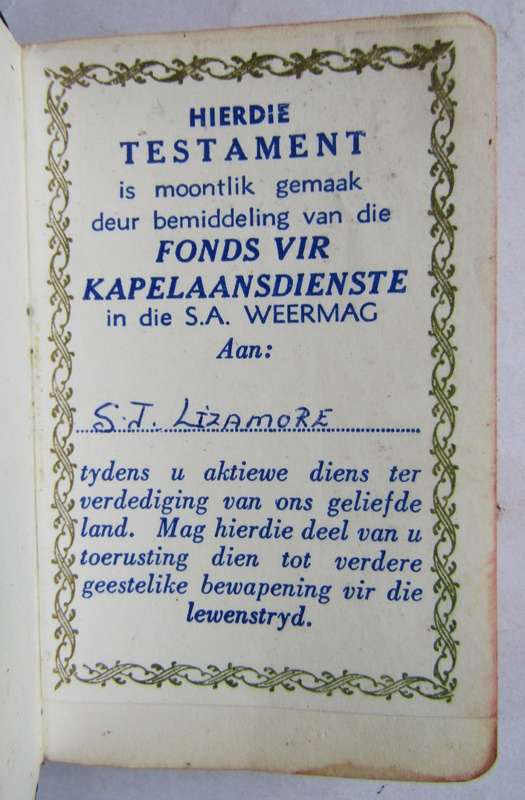1976 SADF Chaplain Service Afrikaans Pocket Bible