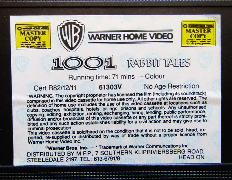 1001 Rabbit Tales - Warner Bros Bugs Bunny - Movie VHS Tape (1982)