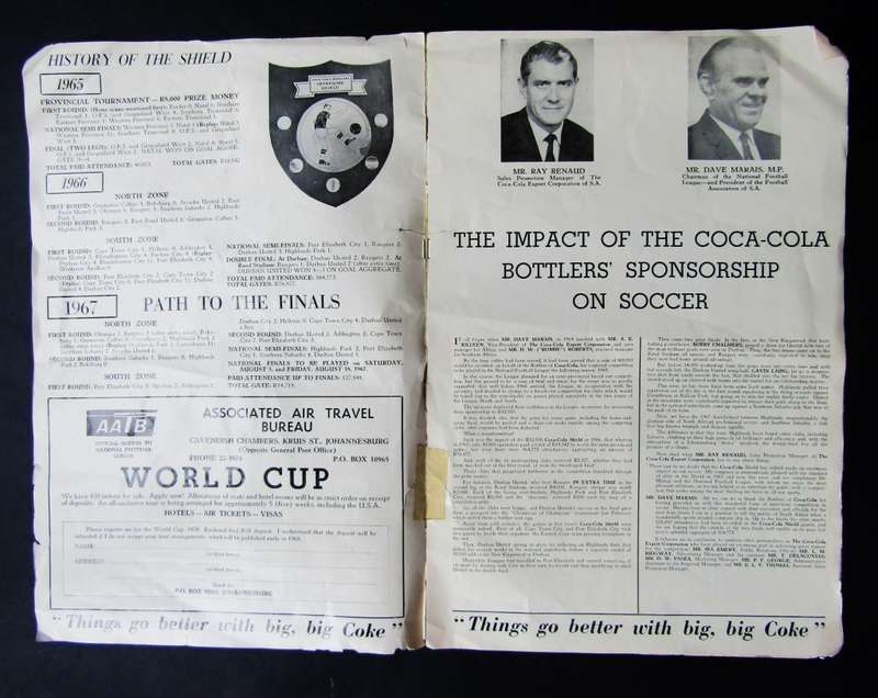 1967 Coca Cola Soccer Football Match Programme