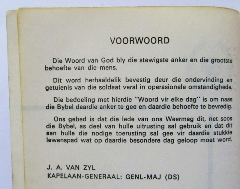 SADF Chaplain Service Woord vir Elke Dag Booklet