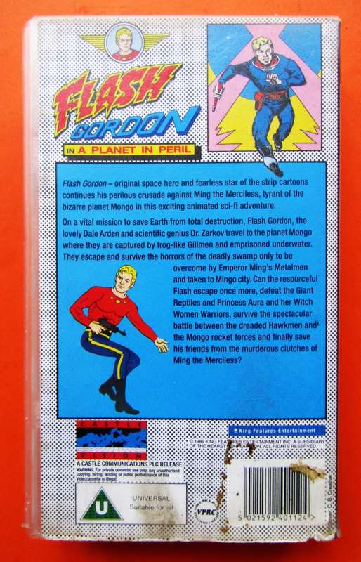 1989 Flash Gordon VHS Video Tape