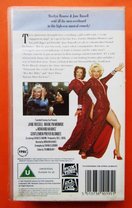Marilyn Monroe - Gentlemen Prefer Blondes - Movie VHS Tape (1992)