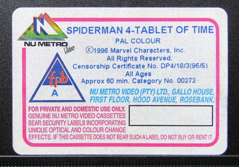 Spider-Man Volume 4 - Marvel TV Series VHS Tape (1996)