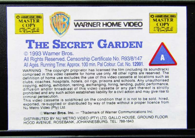 The Secret Garden - Movie VHS Tape (1993)