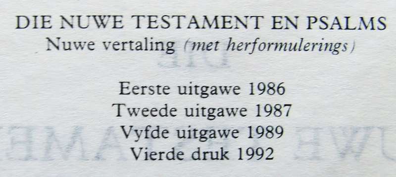 1992 SA Police Afrikaans Pocket Bible