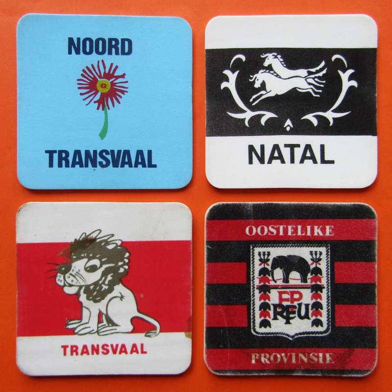 4 Old SA Provincial Rugby Bar Coasters