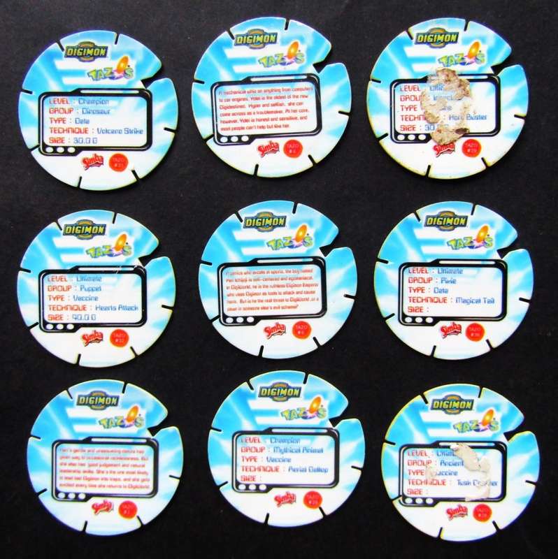 Lot of 9 Digimon Tazos by Simba