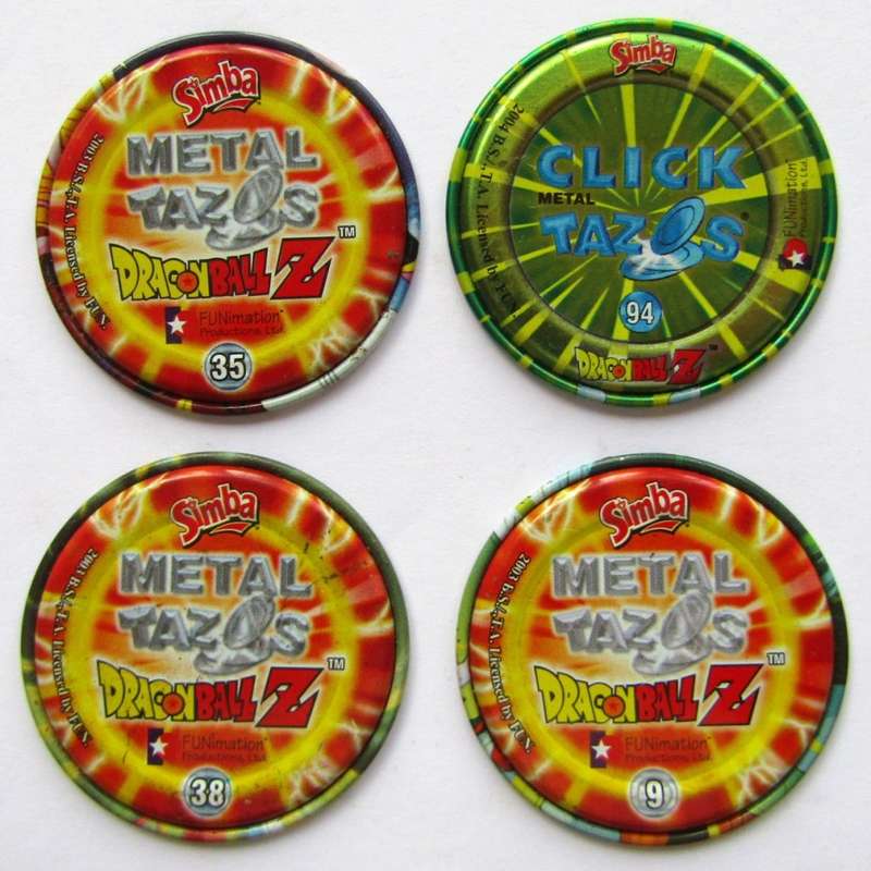 Lot of 4 Dragon Ball Z Metal Tazos by Simba