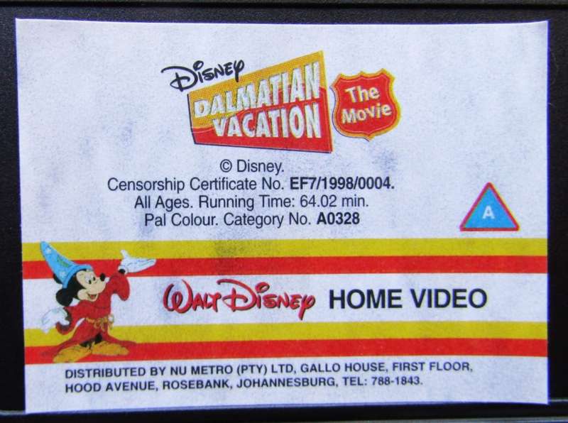 Dalmatian Vacation - Disney Movie VHS Tape (1998)