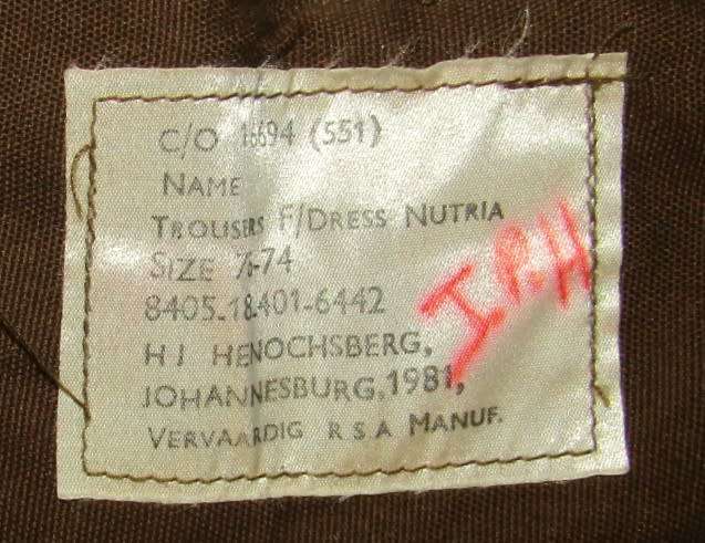 1981 SADF Border War Nutria Trousers