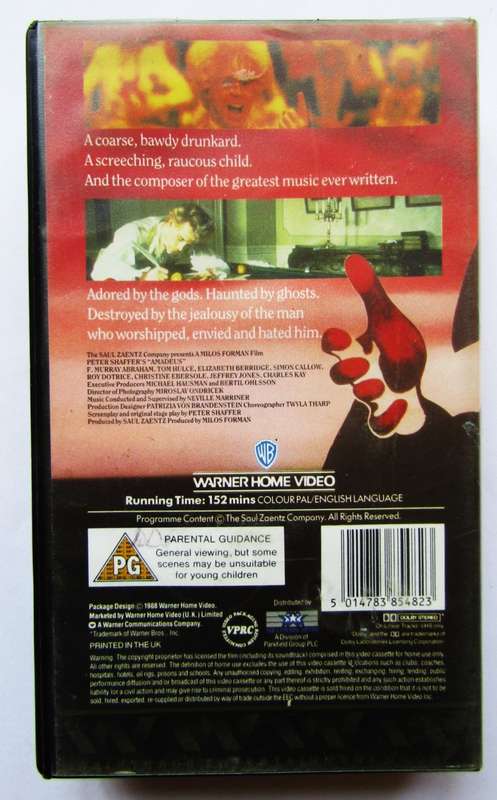 Amadeus - Mozart Movie VHS Tape (1988)