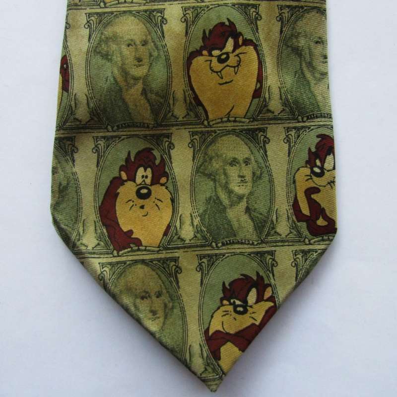 Old Taz and George Washington Cartoon Neck Tie