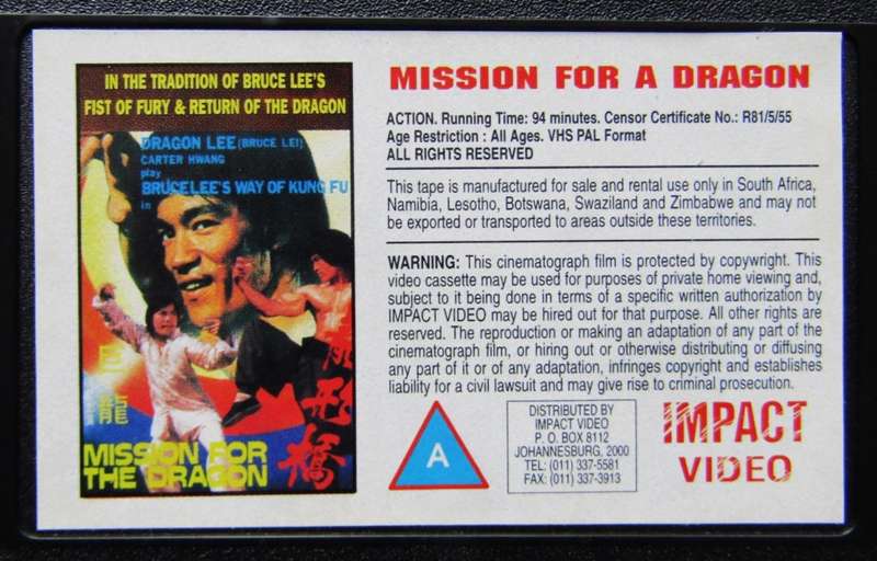 Mission for the Dragon - Bruce Lee - Movie VHS Tape (1981)