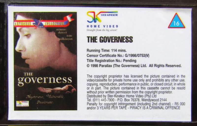 The Governess - Minnie Driver - Movie VHS Tape (1998)