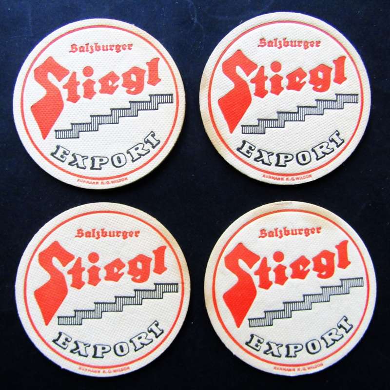 4 Old Austrian Stiegl Beer Coasters