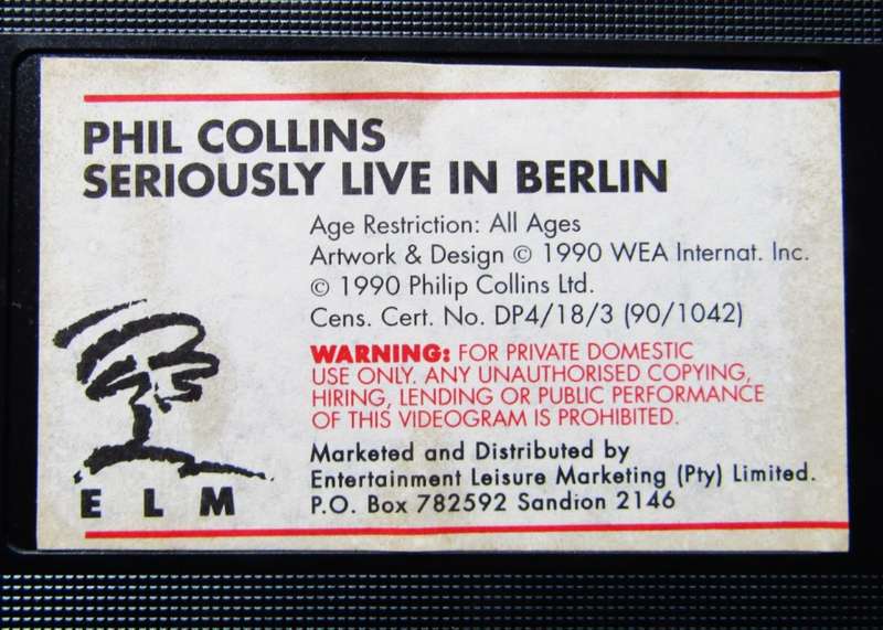 Phil Collins - Seriously Live in Berlin - VHS Video Tape (1990)