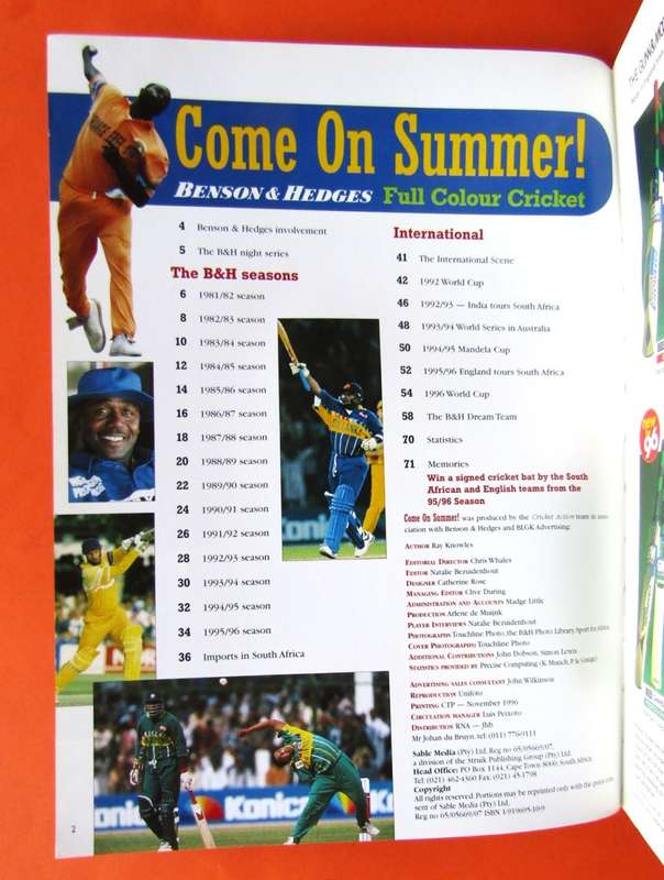 90's Benson & Hedges SA Cricket Book