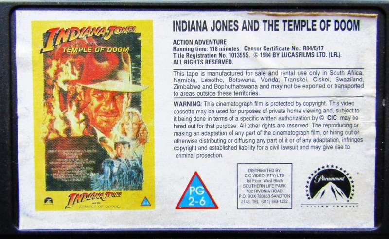 Indiana Jones and the Temple of Doom - Movie VHS Tape (1984)