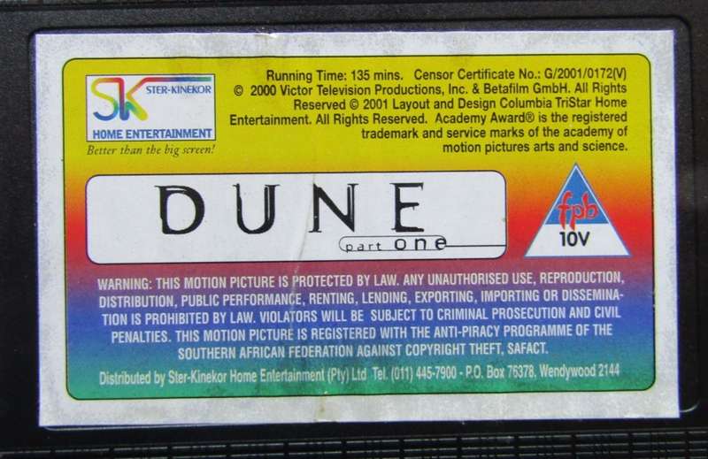 Dune - Part One - Mini Series VHS Tape (2001)