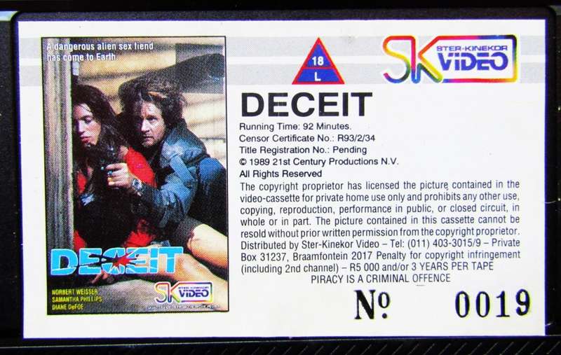 Deceit - Samantha Phillips - Movie VHS Tape (1993)