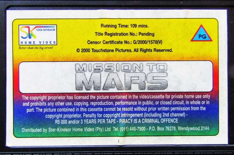Mission to Mars - Tim Robbins - Movie VHS Tape (2000)