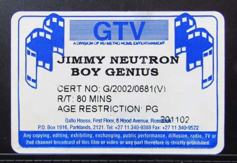 Jimmy Neutron - Boy Genius - Movie VHS Tape (2002)