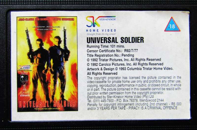 Universal Soldier - Van Damme - Movie VHS Tape (1993)