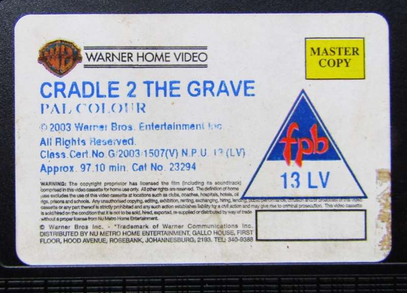 Cradle 2 the Grave - Jet Li - Movie VHS Tape (2003)