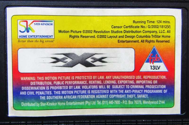 xXx - Vin Diesel - Movie VHS Tape (2002)