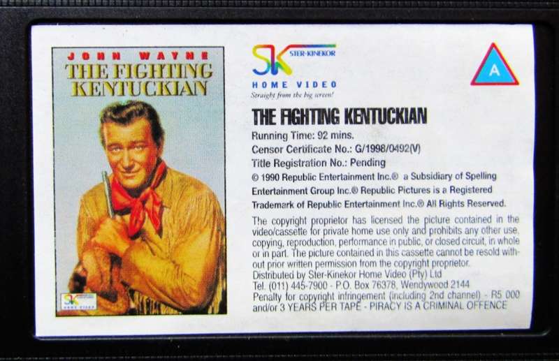 The Fighting Kentuckian - John Wayne - Movie VHS Tape (1998)