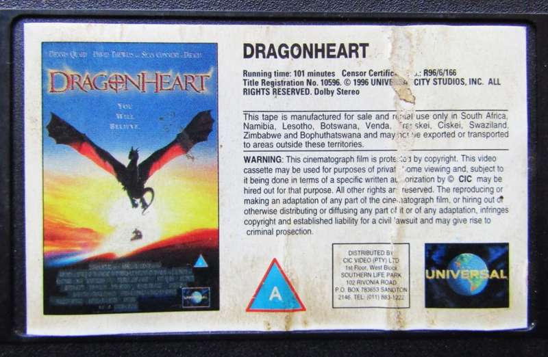 DragonHeart - Dennis Quaid - Movie VHS Tape (1996)