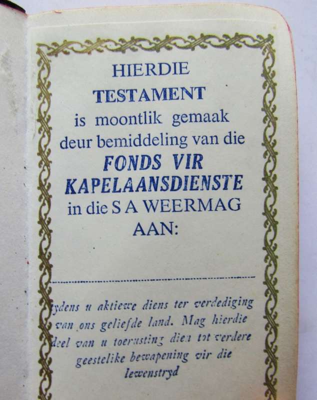 1977 SADF Afrikaans Pocket Bible