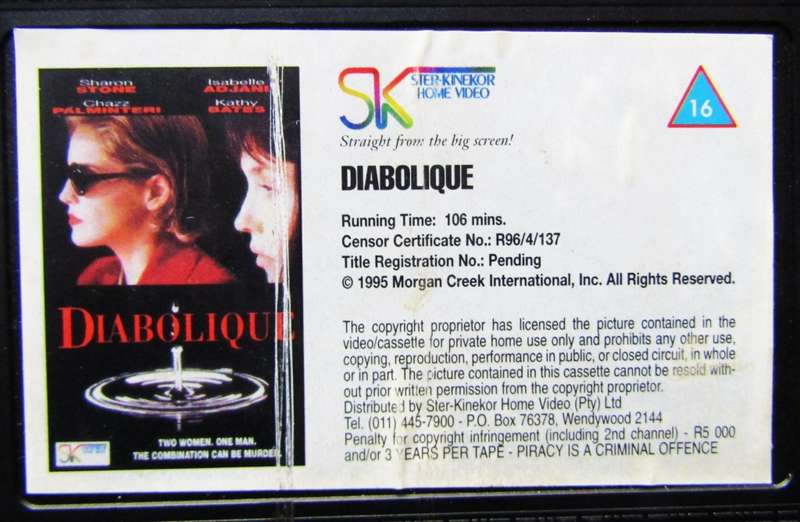 Diabolique - Sharon Stone - Movie VHS Tape (1996)