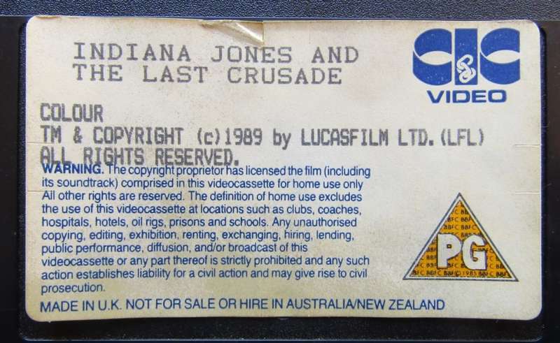 Indiana Jones and the Last Crusade - Movie VHS Tape (1989)