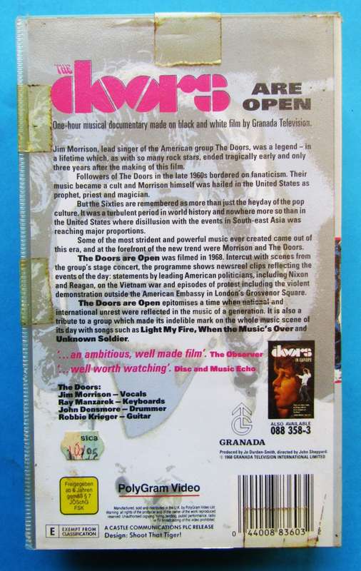 The Doors - Are Open - VHS Video Tape