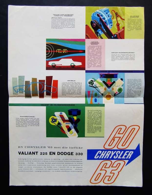 1963 Dodge 330 and Valiant 225 Chrysler Afrikaans Car Brochure