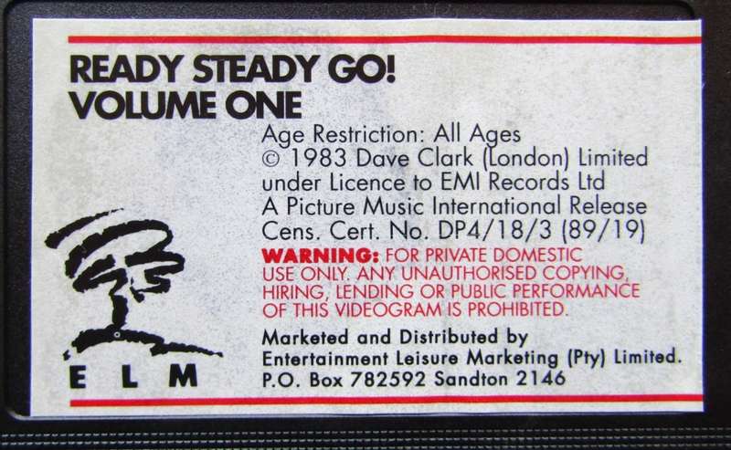 Ready Steady Go! - 60's British TV Show VHS Tape (1989)