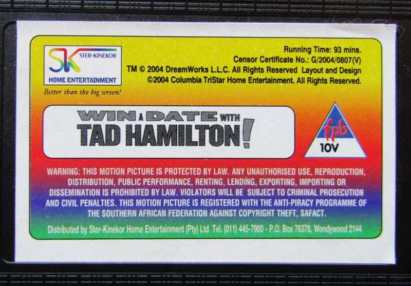 Win a Date with Tad Hamilton - Movie VHS Tape (2004)