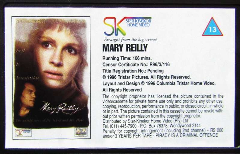 Mary Reilly - Julia Roberts - Movie VHS Tape (1996)